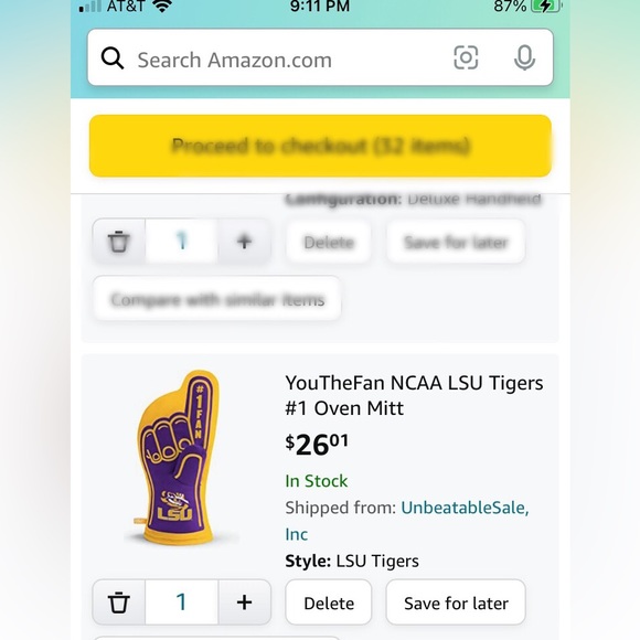 NWT LSU #1 Fan Quilted Oven Mitt Oversized Heat Resistant Grillmaster - Picture 9 of 11